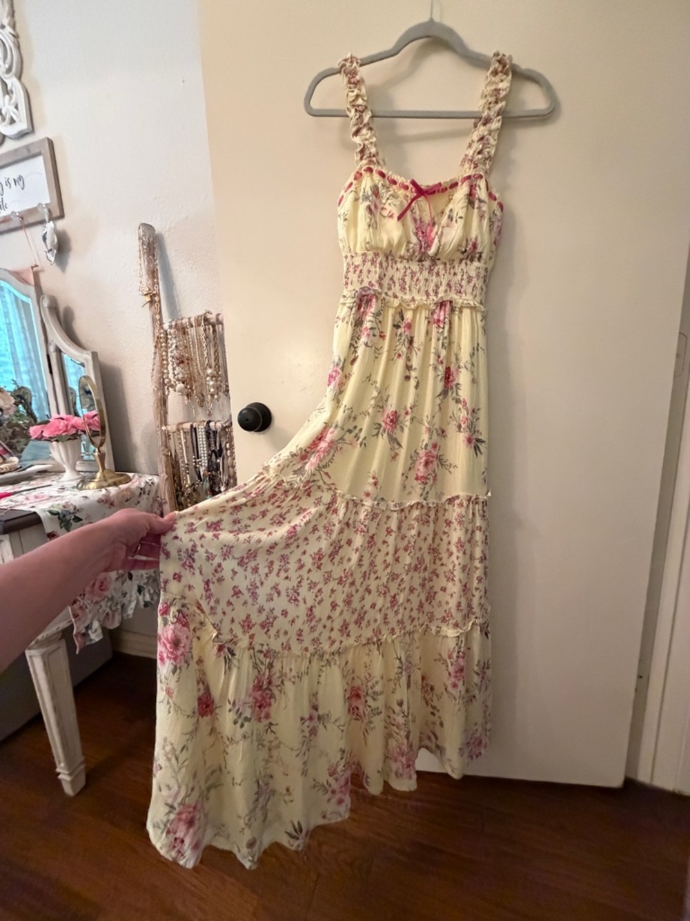 Inspired Hearts pastel Yellow with Pink Rose dress 💖
